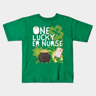 One Lucky ER Nurse, One Lucky Nurse, St Patrick's Day ER Nurse Kids T-Shirt